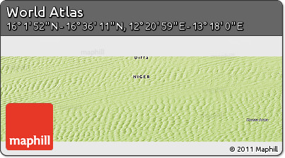 Physical Panoramic Map of the Area around 16° 19' 2" N, 12° 49' 29" E