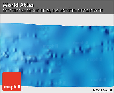 Physical 3D Map of the Area around 16° 19' 2" N, 135° 13' 29" E