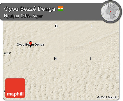 Shaded Relief Map of Oyou Bezzé Denga