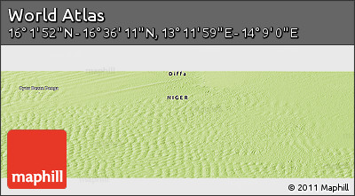 Physical Panoramic Map of the Area around 16° 19' 2" N, 13° 40' 30" E