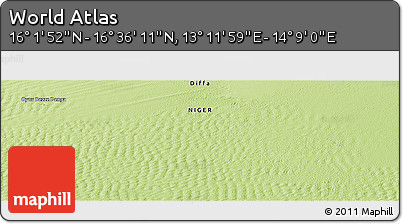 Physical Panoramic Map of the Area around 16° 19' 2" N, 13° 40' 30" E