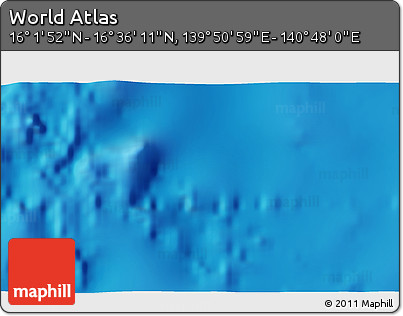 Shaded Relief 3D Map of the Area around 16° 19' 2" N, 140° 19' 29" E