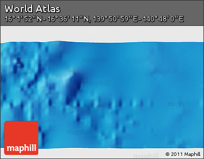 Shaded Relief 3D Map of the Area around 16° 19' 2" N, 140° 19' 29" E