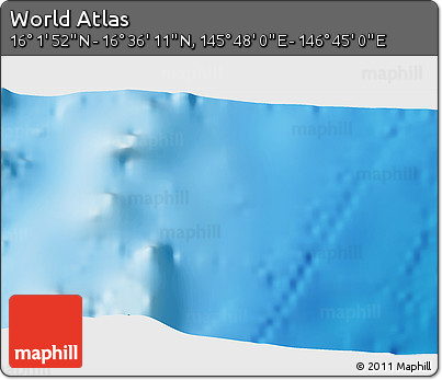 Physical 3D Map of the Area around 16° 19' 2" N, 146° 16' 30" E