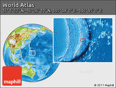 Physical Location Map of the Area around 16° 19' 2" N, 146° 16' 30" E