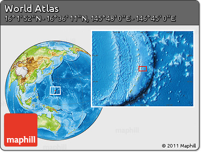 Physical Location Map of the Area around 16° 19' 2" N, 146° 16' 30" E