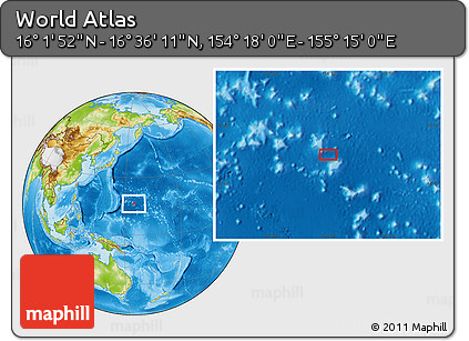 Physical Location Map of the Area around 16° 19' 2" N, 154° 46' 30" E