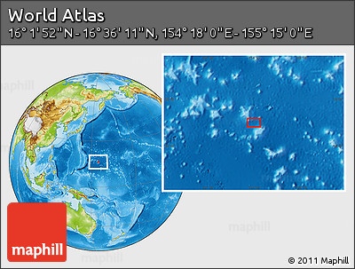 Physical Location Map of the Area around 16° 19' 2" N, 154° 46' 30" E
