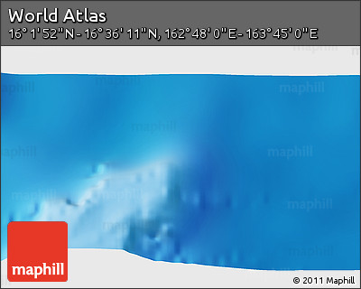 Physical 3D Map of the Area around 16° 19' 2" N, 163° 16' 30" E