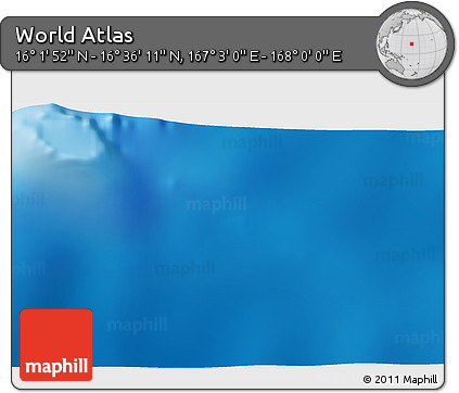 Physical 3D Map of the Area around 16° 19' 2" N, 167° 31' 30" E