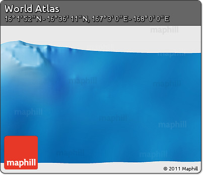 Physical 3D Map of the Area around 16° 19' 2" N, 167° 31' 30" E