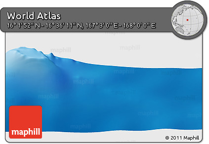 Physical Panoramic Map of the Area around 16° 19' 2" N, 167° 31' 30" E