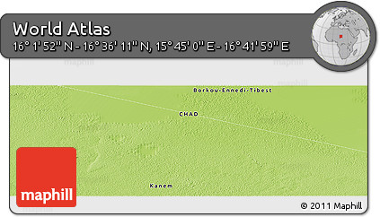 Physical Panoramic Map of the Area around 16° 19' 2" N, 16° 13' 30" E