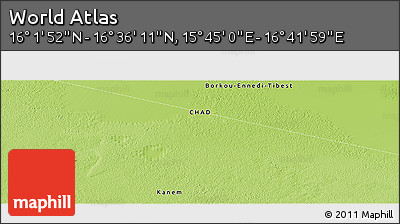 Physical Panoramic Map of the Area around 16° 19' 2" N, 16° 13' 30" E