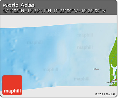 Physical 3D Map of the Area around 16° 19' 2" N, 16° 55' 29" W