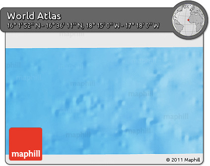 Physical 3D Map of the Area around 16° 19' 2" N, 17° 46' 29" W