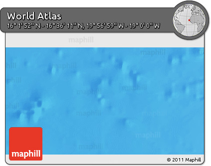 Physical 3D Map of the Area around 16° 19' 2" N, 19° 28' 30" W