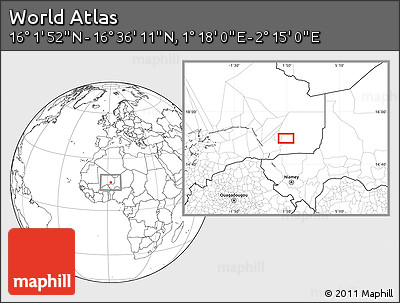 Blank Location Map of the Area around 16° 19' 2" N, 1° 46' 29" E