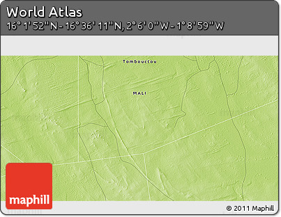 Physical 3D Map of the Area around 16° 19' 2" N, 1° 37' 30" W