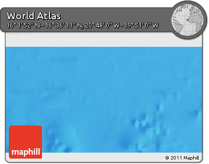 Physical 3D Map of the Area around 16° 19' 2" N, 20° 19' 30" W