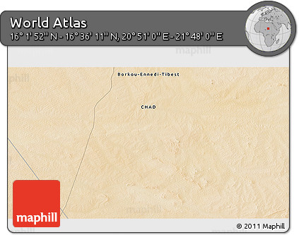 Satellite 3D Map of the Area around 16° 19' 2" N, 21° 19' 30" E