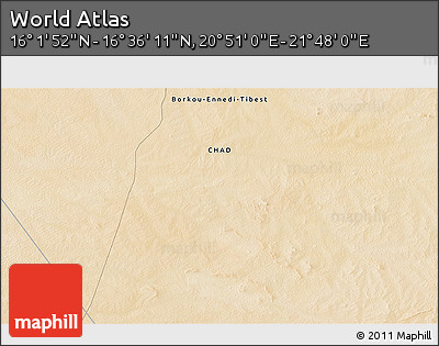 Satellite 3D Map of the Area around 16° 19' 2" N, 21° 19' 30" E