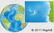 Physical Location Map of the area around 16° 19' 2" N, 21° 10' 29" W