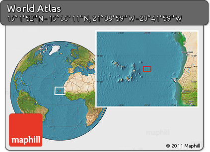 Satellite Location Map of the Area around 16° 19' 2" N, 21° 10' 29" W