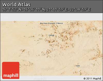 Satellite 3D Map of the Area around 16° 19' 2" N, 22° 10' 29" E