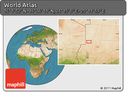 Satellite Location Map of the Area around 16° 19' 2" N, 24° 43' 30" E