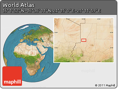 Satellite Location Map of the Area around 16° 19' 2" N, 24° 43' 30" E