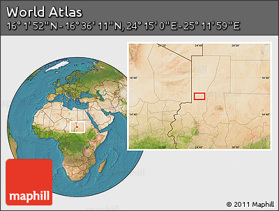 Satellite Location Map of the Area around 16° 19' 2" N, 24° 43' 30" E