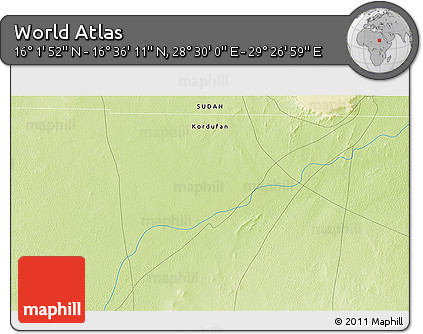 Physical 3D Map of the Area around 16° 19' 2" N, 28° 58' 30" E