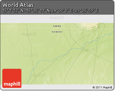 Physical 3D Map of the Area around 16° 19' 2" N, 28° 58' 30" E
