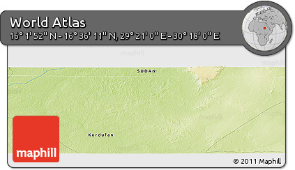 Physical Panoramic Map of the Area around 16° 19' 2" N, 29° 49' 30" E