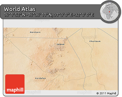 Satellite 3D Map of the Area around 16° 19' 2" N, 31° 31' 29" E