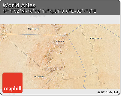 Satellite 3D Map of the Area around 16° 19' 2" N, 31° 31' 29" E