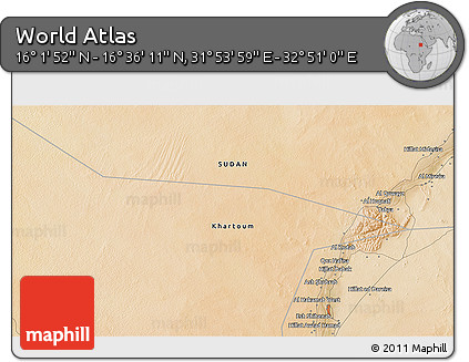 Satellite 3D Map of the Area around 16° 19' 2" N, 32° 22' 30" E
