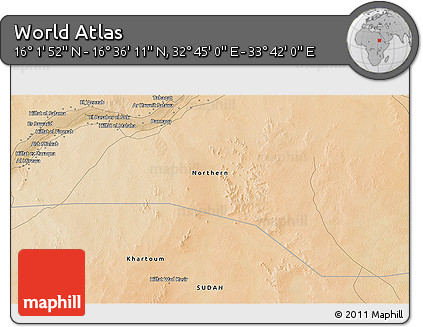 Satellite 3D Map of the Area around 16° 19' 2" N, 33° 13' 30" E