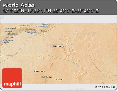 Satellite 3D Map of the Area around 16° 19' 2" N, 33° 13' 30" E