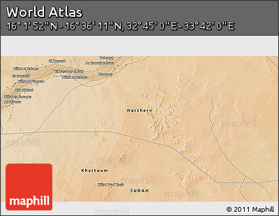 Satellite 3D Map of the Area around 16° 19' 2" N, 33° 13' 30" E