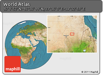 Satellite Location Map of the Area around 16° 19' 2" N, 34° 4' 30" E