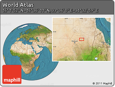Satellite Location Map of the Area around 16° 19' 2" N, 34° 4' 30" E
