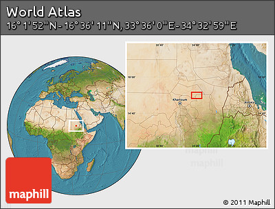Satellite Location Map of the Area around 16° 19' 2" N, 34° 4' 30" E
