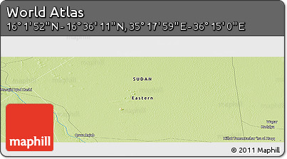 Physical Panoramic Map of the Area around 16° 19' 2" N, 35° 46' 29" E