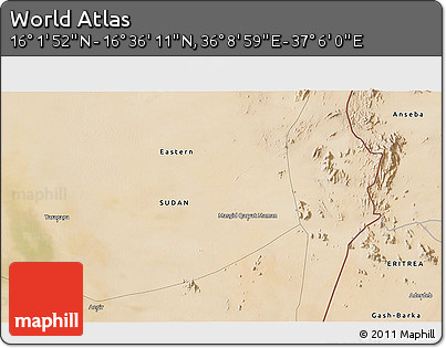 Satellite 3D Map of the Area around 16° 19' 2" N, 36° 37' 30" E
