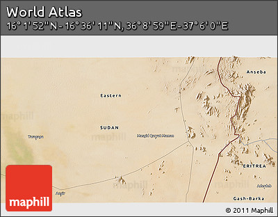 Satellite 3D Map of the Area around 16° 19' 2" N, 36° 37' 30" E