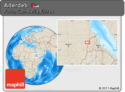 Shaded Relief Location Map of Aderdeb
