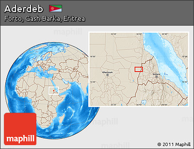 Shaded Relief Location Map of Aderdeb