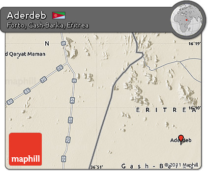 Shaded Relief Map of Aderdeb